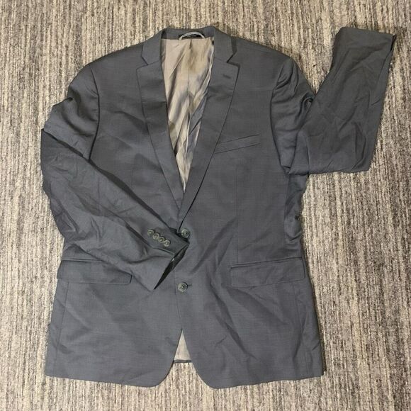 Bar III Mens Size 46R Slim Fit‎ 100% Wool Suit Jacket Gray Two Button Lined - Picture 1 of 9